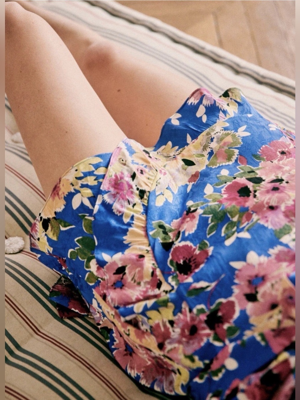 Sezane Asianne Wrap Blue Multicolor Floral Dress 34 US 2 Bohemian Coastal Ruffle - Picture 4 of 11